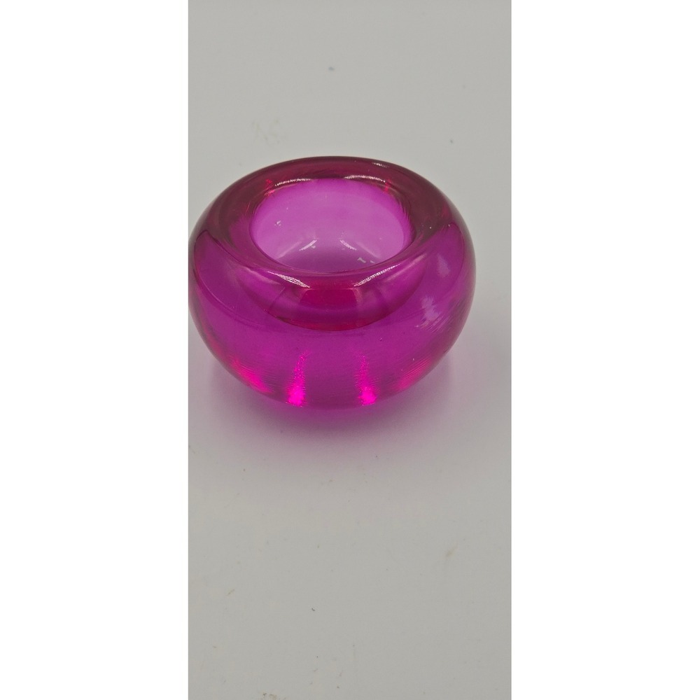 Crate & Barrel Heavy Pink Art Glass Votive Tealight Candle Holder Chunky Vtg - Picture 2 of 8